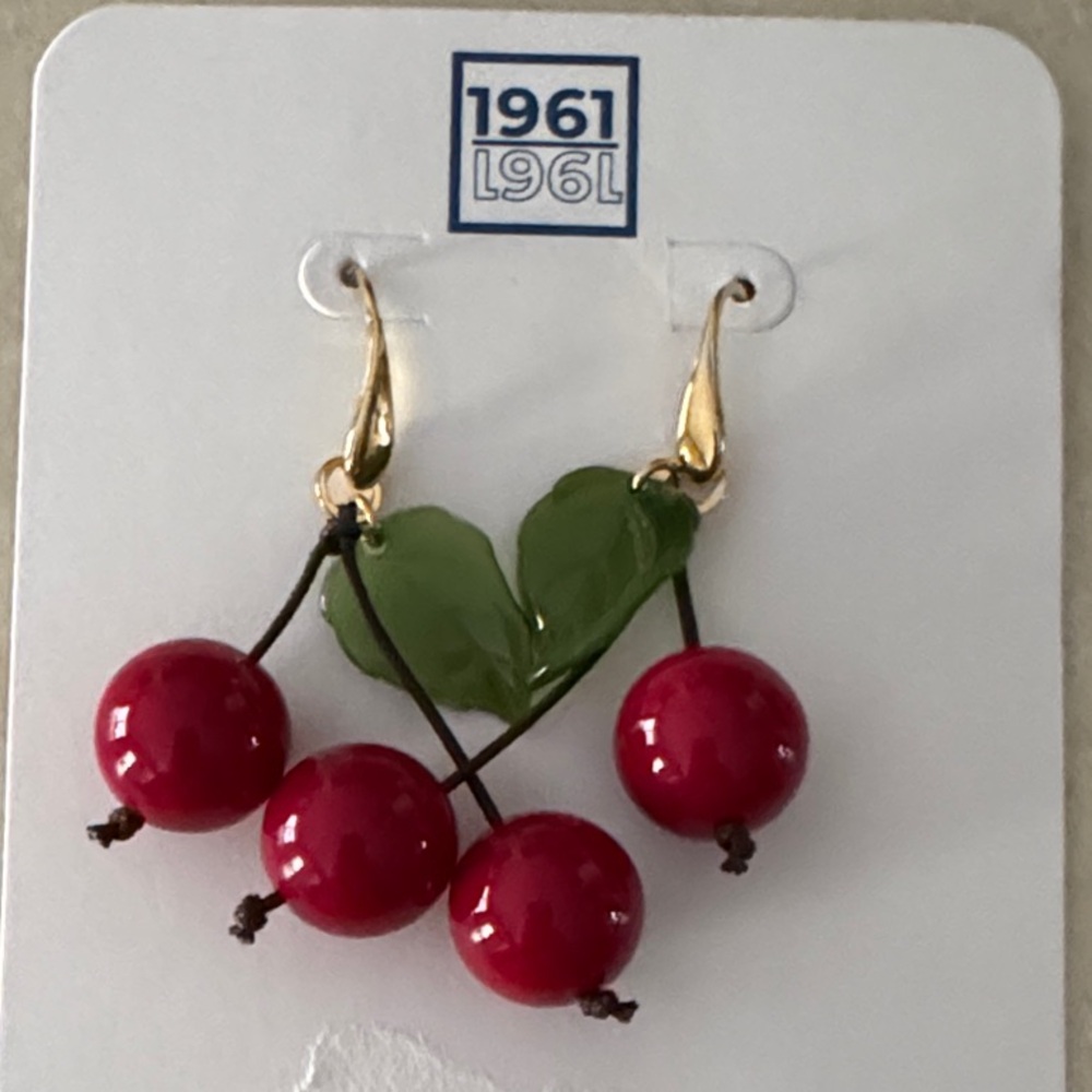 Vibrant Cherry Earrings with Gold Hooks